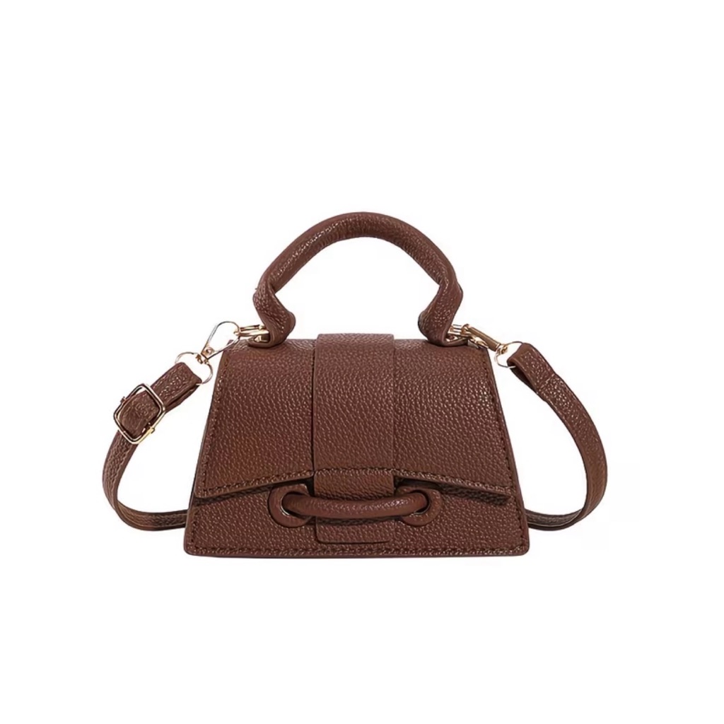 Brown Leather Crossbody Bag With Top Handle